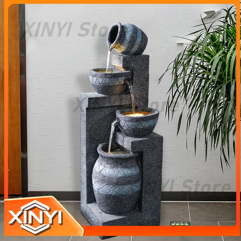 European Style Water Fountain for Living Room Balcony Indoor Bonsai Garden Yard Decoration Landscape Lucky Feng Shui Floor
