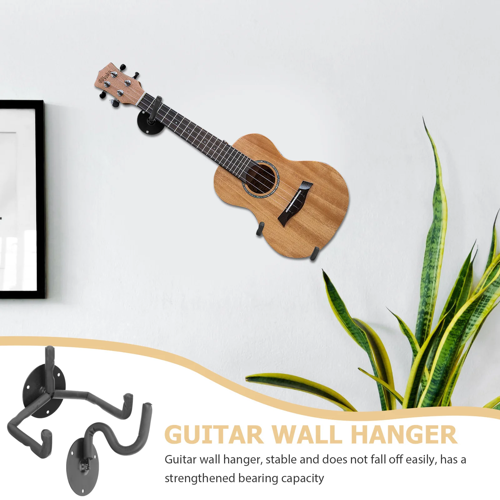 

1Set Guitar Wall Hanger Durable Metal Horizontal Guitar Wall Mount Stable Holder for Bass Ukulele Display Rack