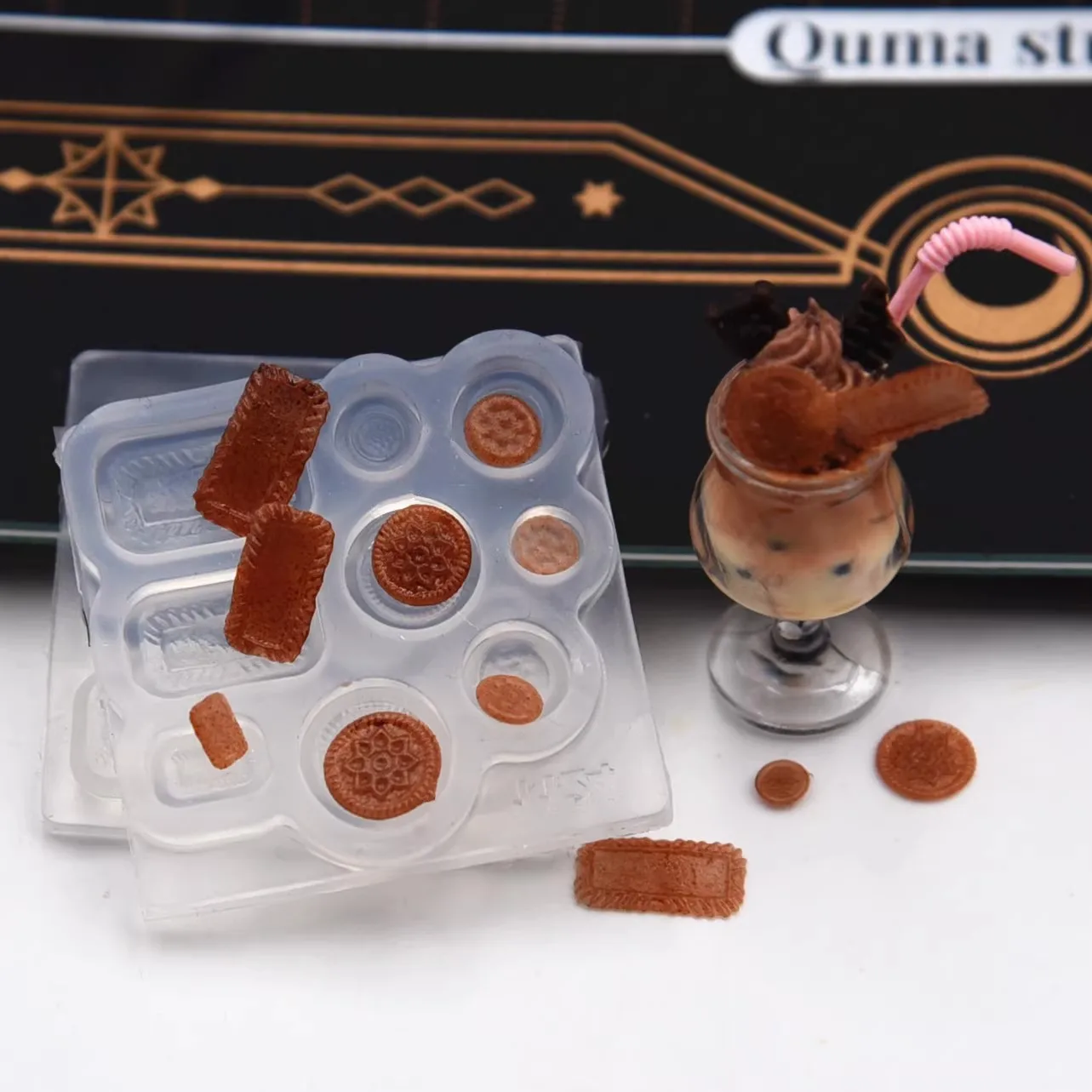 

Mini Caramel cookies Biscuit Silicone Clay Molds Pottery Clay Doll House Ice ream Food toy DIY tools