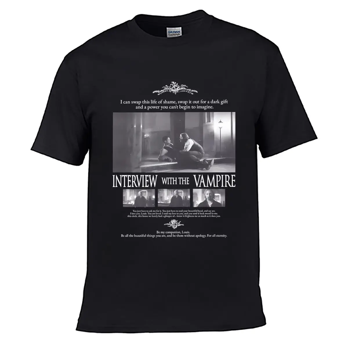 Black White Dramatic Couple Scene Solid Washed Vintage Tee Distressed Loose