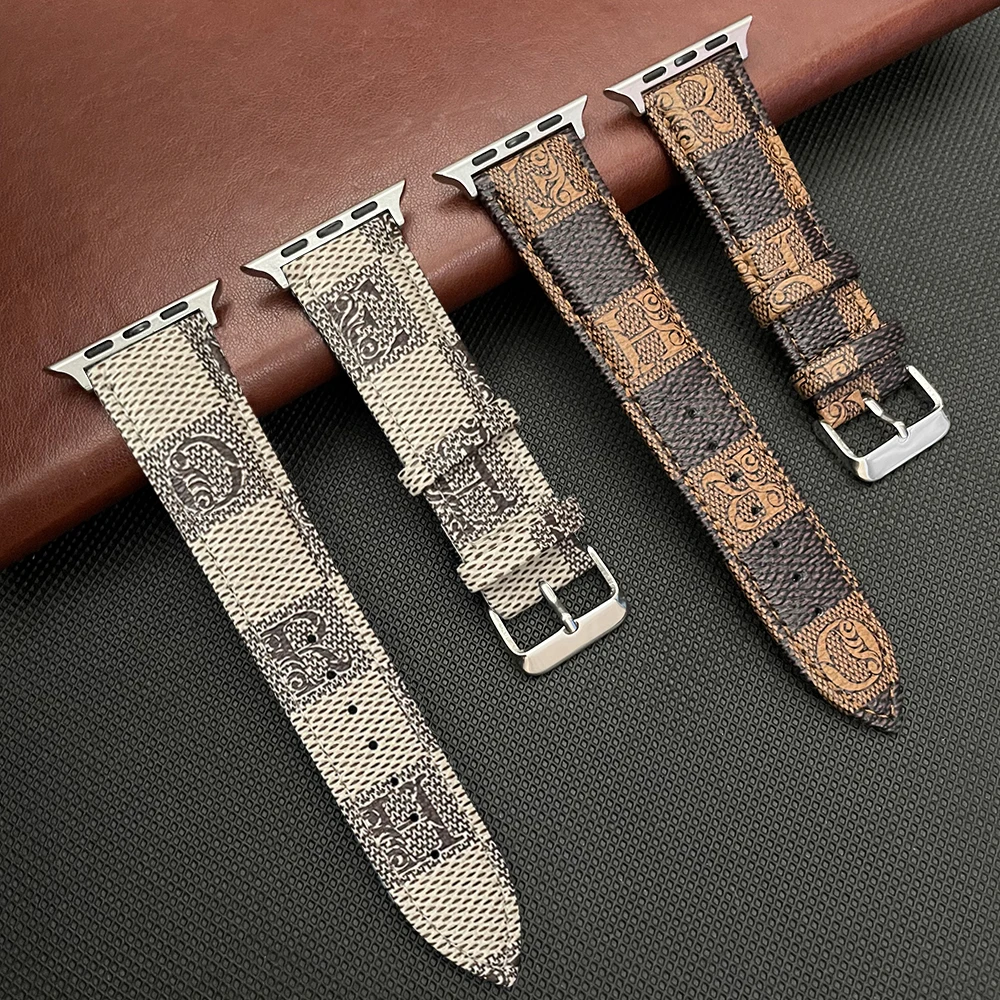 Leather Strap for apple watch band 44mm 45mm Ultra 49mm 42mm 38mm 40mm 41mm Luxury Designer Retro Watchband iwatch 9 8 7 6 5 se