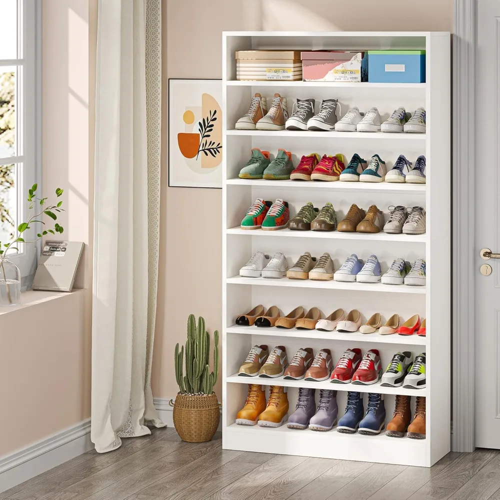 Shoe Cabinet, 9 Tiers 40-45 Pairs Heavy Duty Wood Shoes Storage Cabinet, 70.8'' Tall Shoe Cabinet with Open Storage for Entryway