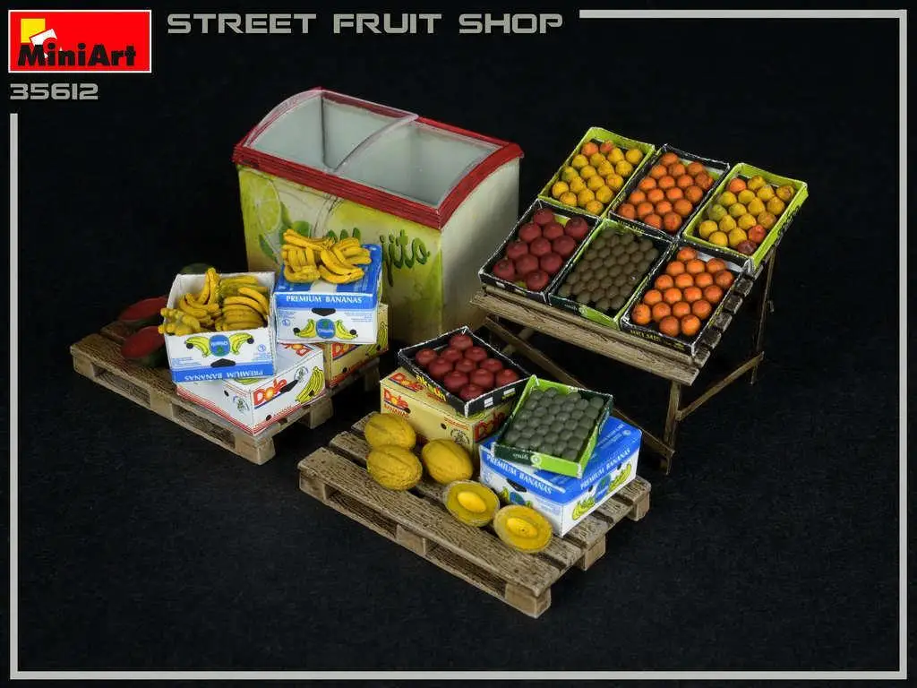 MiniArt 35612 escala 1/35 Street Fruit Shop (Edifícios e Acessórios)