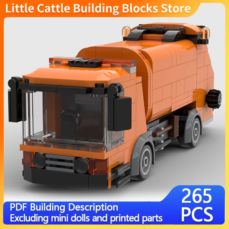 City Car Model MOC Building Bricks Special Vehicles For Transporting Garbage Modular Technology Children Gifts Assemble Toy Suit