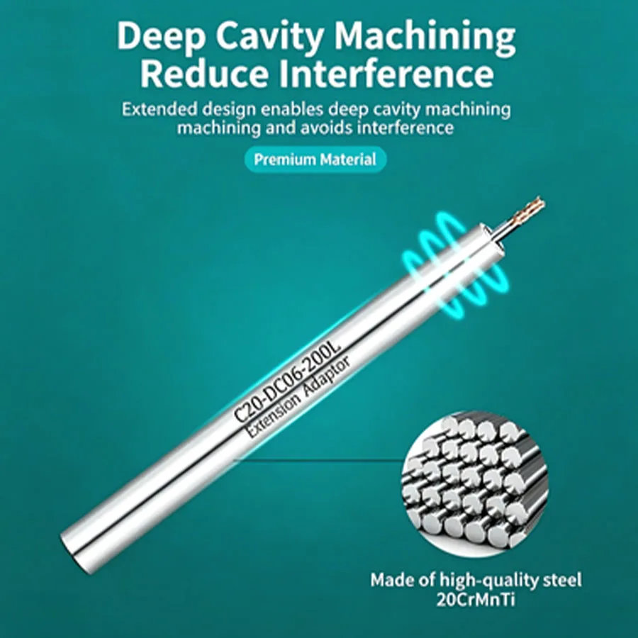 SDC Pull Back Extension Rod C12/C16/C20 High Precision 0.005 Run‑out CNC Deep Cavity Milling Tool Extension Adaptor