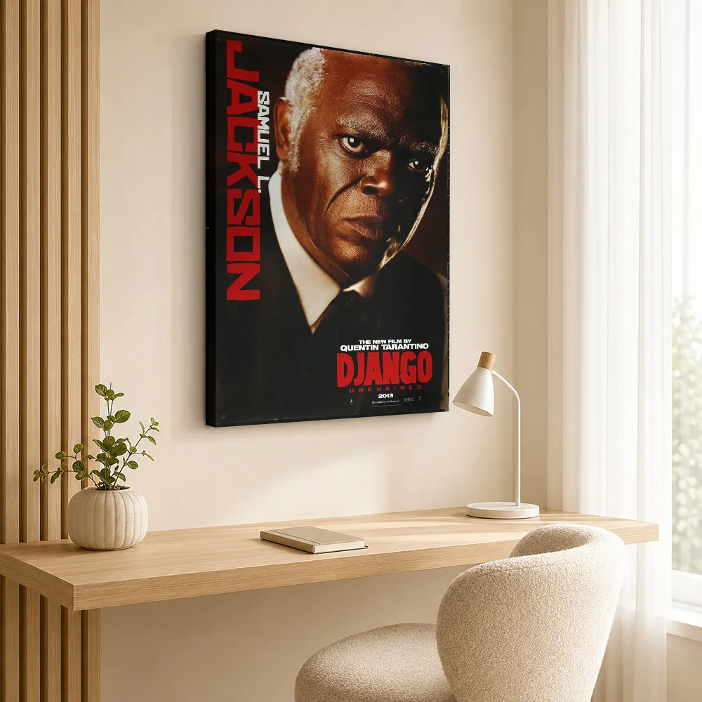 Django Unchained: Samuel L. Jackson Framed Canvas Poster Custom Modern Pop Culture Wall Art for Living Room Bedroom Decoration