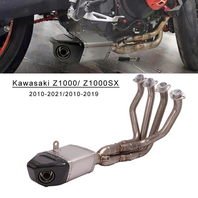 For Kawasaki Z1000 Motorcycle Exhaust System 2010-2021 Steel 51mm Slip-on Motobike Escape Moto Z1000SX Front Link Pipe 2010-2019