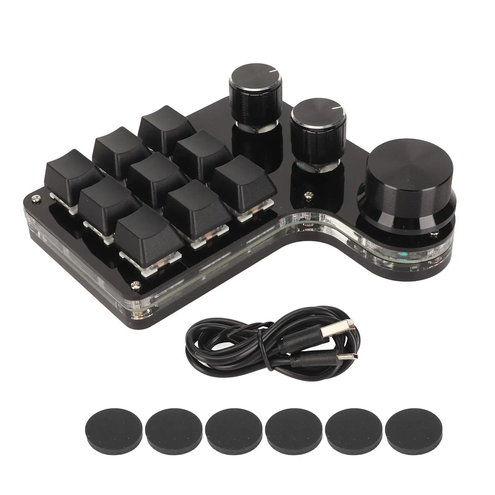 RGB 9-Key Keypad with 3 Knobs - Programmable Macro  Gaming Keyboard for pc