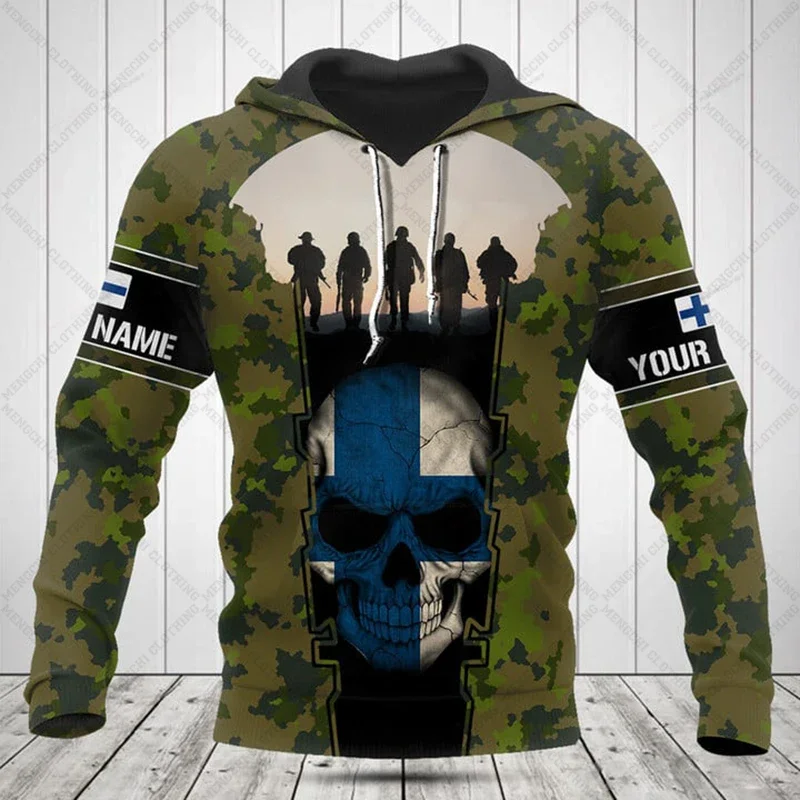 

Customize Finland Camouflage Hoodies Shirts Loose Unisex Sweatshirts Casual Oversized Tops Pullover Outdoor Streetwear