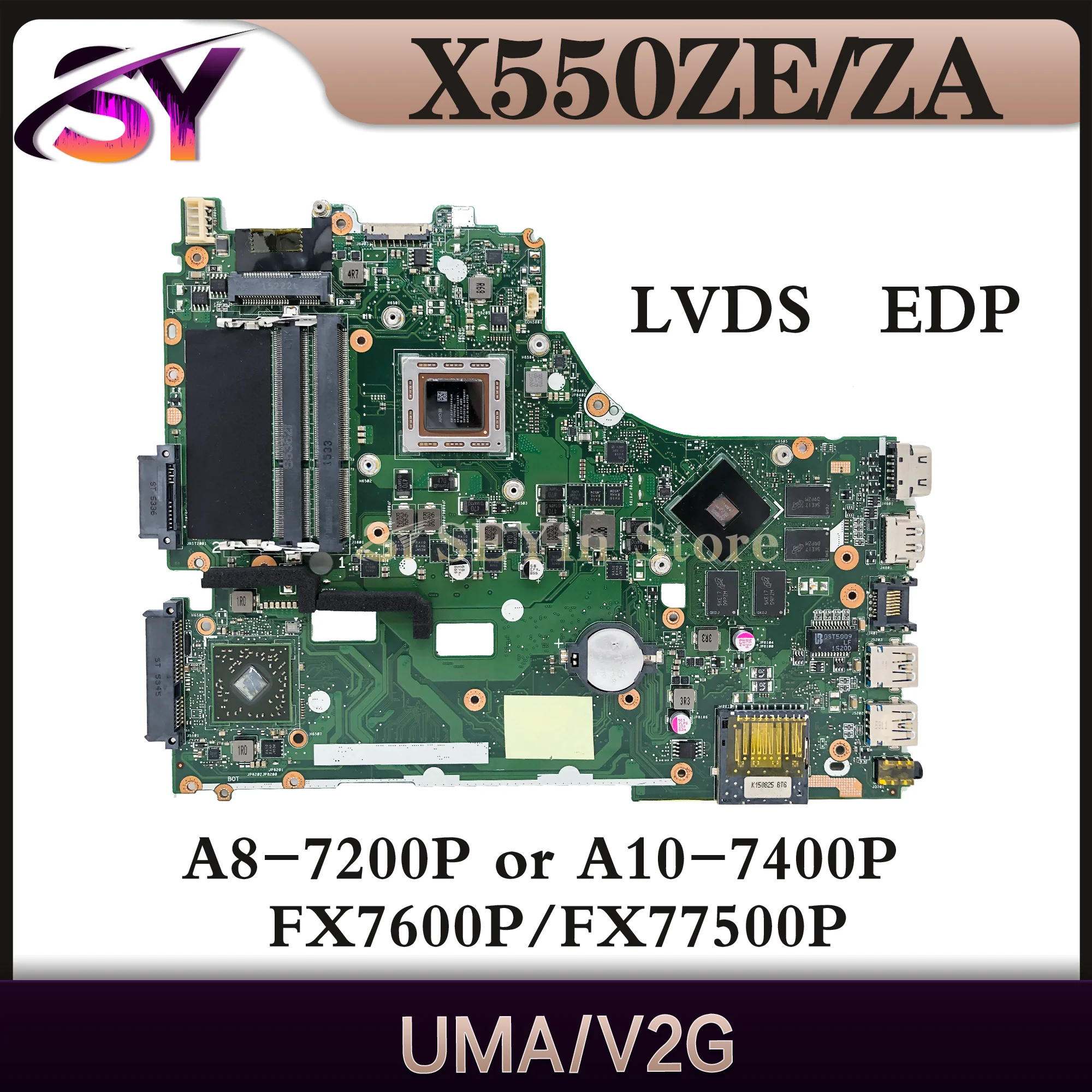 X550Z Mainboard For ASUS X550ZE X550ZA X750Z K555Z VM590Z A555Z X750DP K550D Laptop Motherboard A8 A10 FX7500P FX7600P UMA/PM