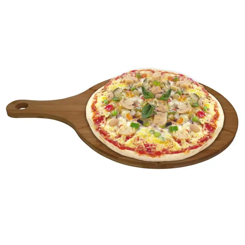 

Pizza Peel Bamboo Cutting Board with Handle Wooden Tray Round Rectangular Pizza Peeling Cutting Board for Bread Fruit Vegetable