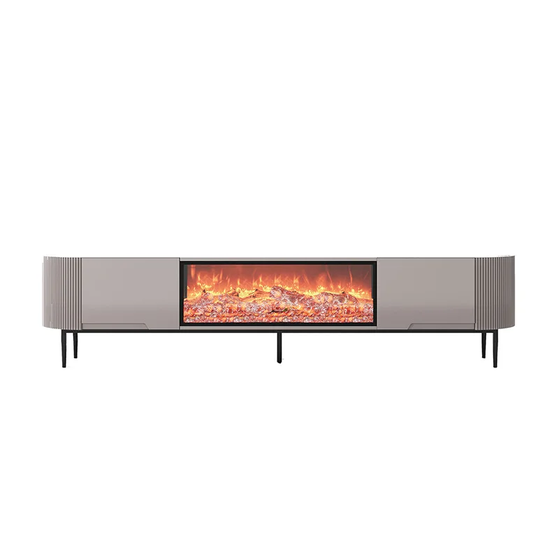 Modern floor-to-ceiling slate electronic fireplace TV cabinet 3D simulation fake fire embedded decorative floor counter