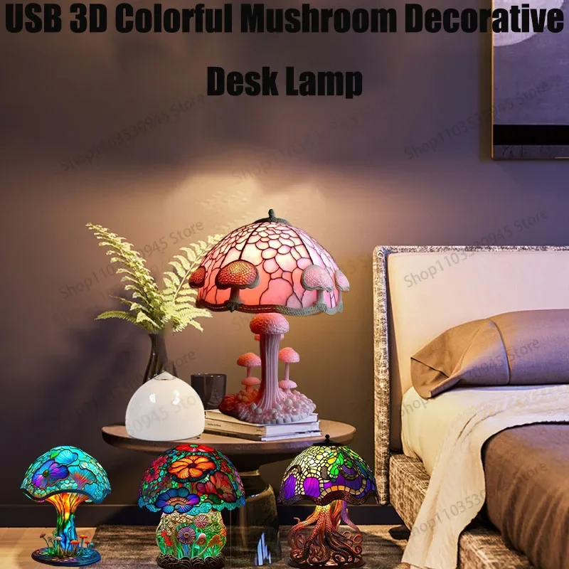 

Magic Mushroom LED 3D Table Lamp Decoration Ornament Home USB Light Bulb Night Light Psychedelic Mushroom Dark Home Decoration