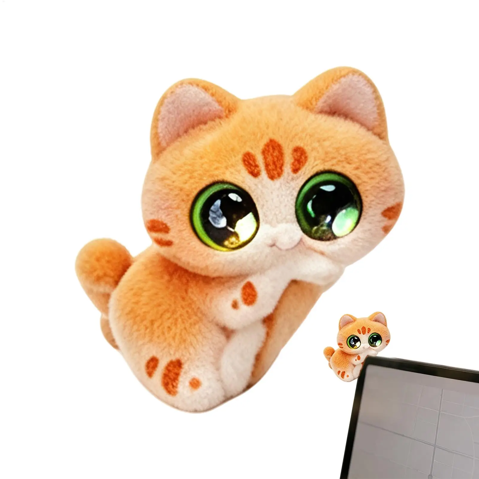 Car Screen Mini Figures Car Display Screen Figurine Car Mini Kitten Figurine Car Display Screen Cat Vehicle Interior Decor Doll
