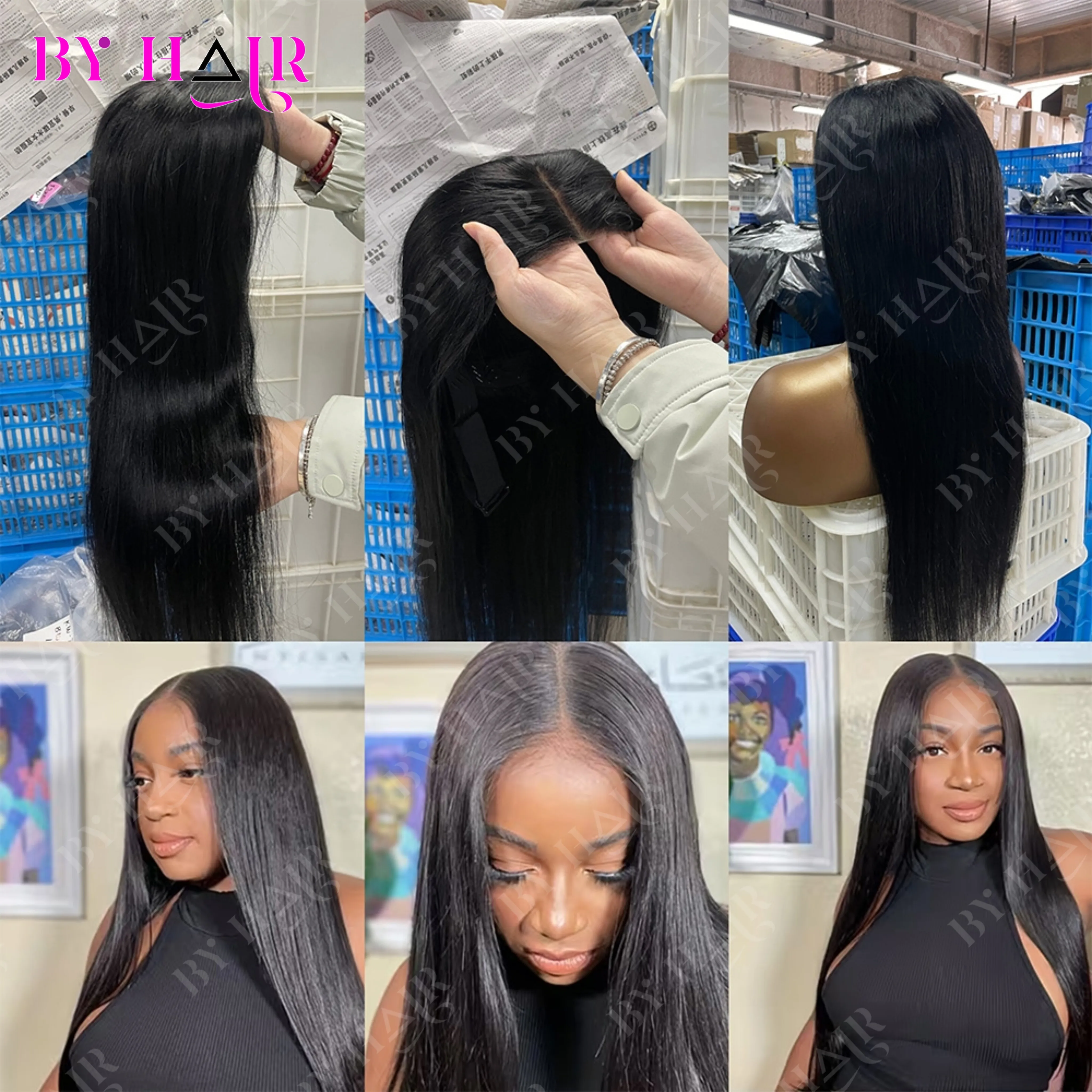 Glueless Wigs Straight Human Hair Wig 6x4 4x4 Lace Closure Pre Cut Lace Wigs Brazilian Hair Transparent Lace Wigs Drawstring Wig