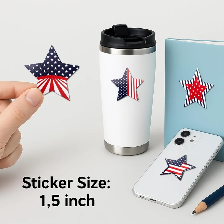 500 عبوة من ملصقات 1.5 شهر يوليو - ملصقات زخرفية وطنية لهدايا وحرف يدوية لحفلات يوم الاستقلال C #2