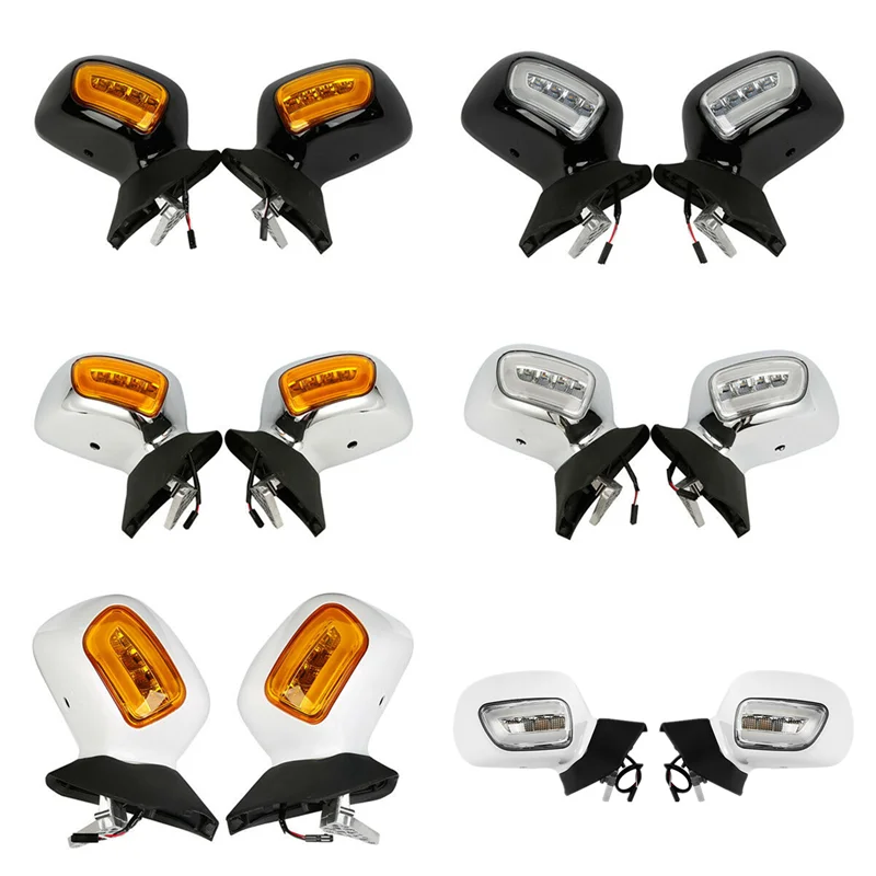 Motorcycle Side Rear View Mirrors LED Turn Signals For Honda Goldwing GL1800 2001-2017