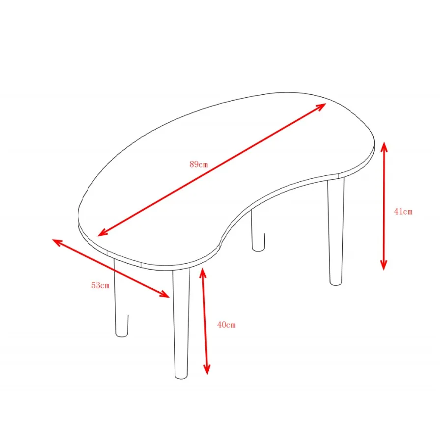 Nut Shape Coffee Table with Solid Wood Legs 35x21 Inches