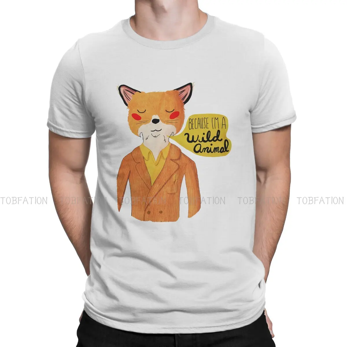 Fantastic Mr Fox Because I'm A Wild Animal Tshirt Graphic Men Tops Vintage Punk Summer Clothes Cotton Harajuku T Shirt