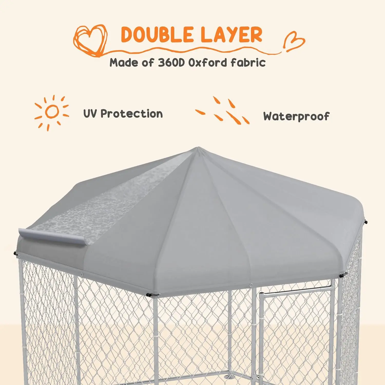 PawHut Outdoor Dog Kennel with Waterproof, UV Resistant Roof, Secure Lock, Heavy Duty Dog Kennel House for Medium and Large-Size