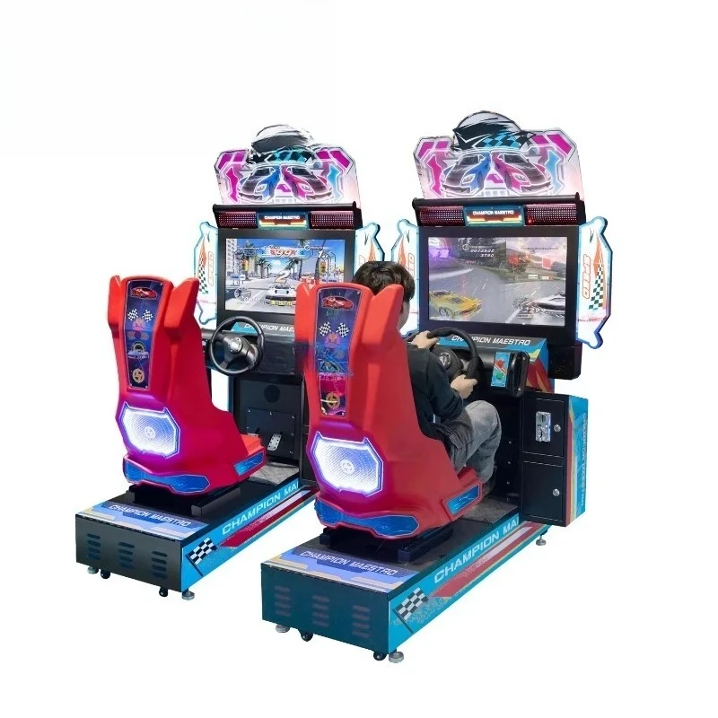 Coin-operated arcade racing game machine Indoor play arcade racing video game machine with coin receiver