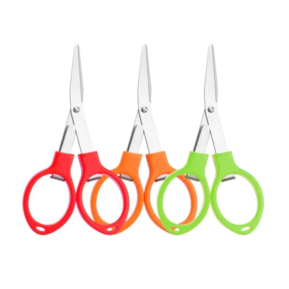 Multifunction Folding Scissor Stationery DIY Tools Plastic Handle 8 Words Stretch Shears Stainless Steel Safe Scissors for Child