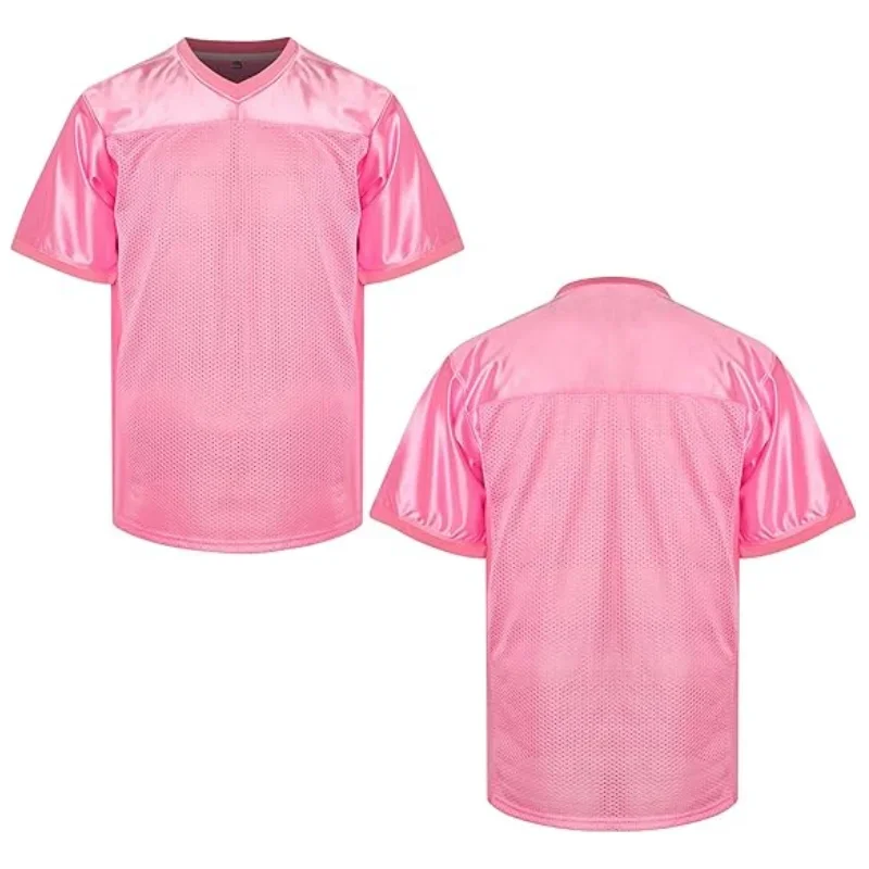 New Blank Football Jersey Mens Outdoor Sports Clothing Training Tops Breathable Quick Drying American Soccer Shirt Pink