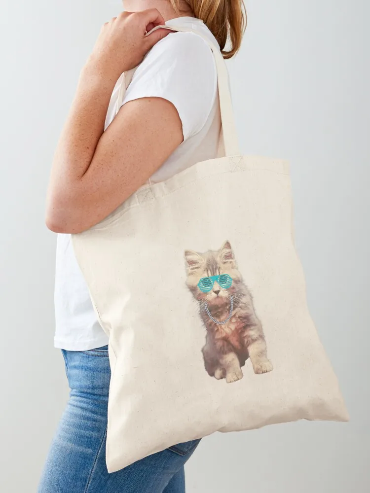 

80's Kitten Tote Bag personalized tote bag Canvas bag Women's shopper large tote