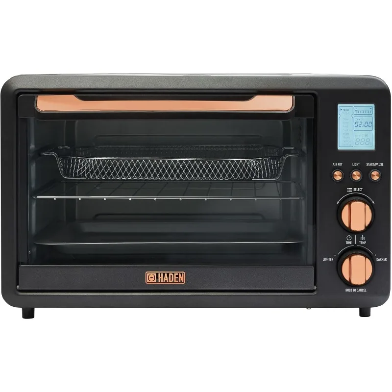 مجموعة مقلاة هوائية لفرن محمصة خبز مكونة من 6 شرائح للمطبخ، أسود/نحاسي