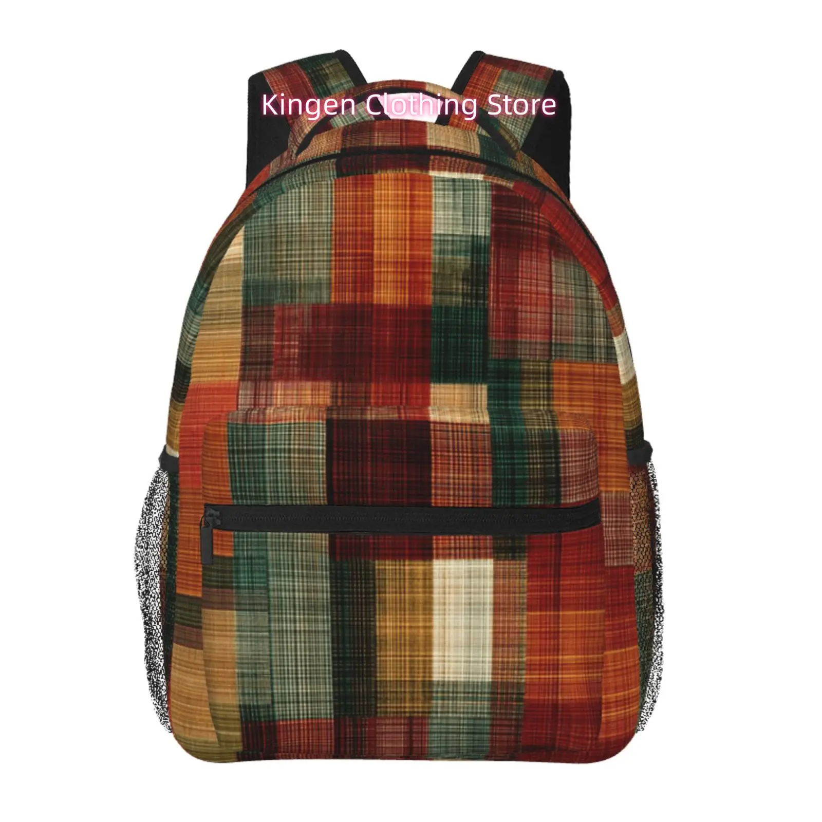 Vintage Plaid Patchwork Print Travel Hiking Backpacks, Ideal for Ipads And Laptops, Comfortable And Lightweight, Suitable for Be
