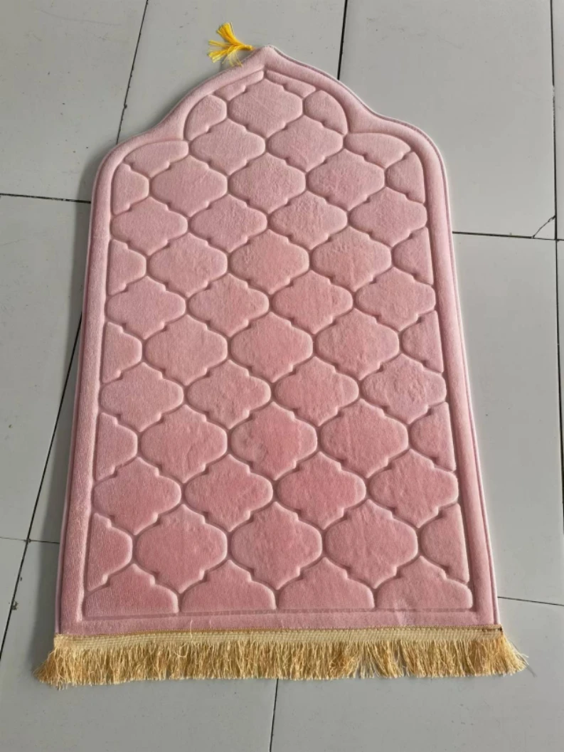 Alfombrilla de franela para oración musulmana Ramadán, alfombra gruesa estampada para adoración, Kneel, suelo en relieve, antideslizante, suave,