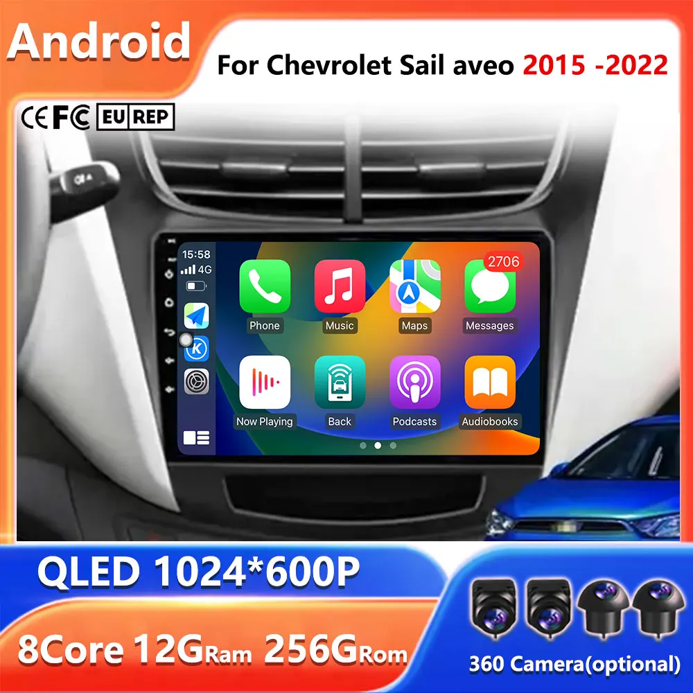 

Android 15 Carplay Car Radio Multimedia Video Player For Chevrolet Sail aveo 2015 -2022 Stereo Auto 4G