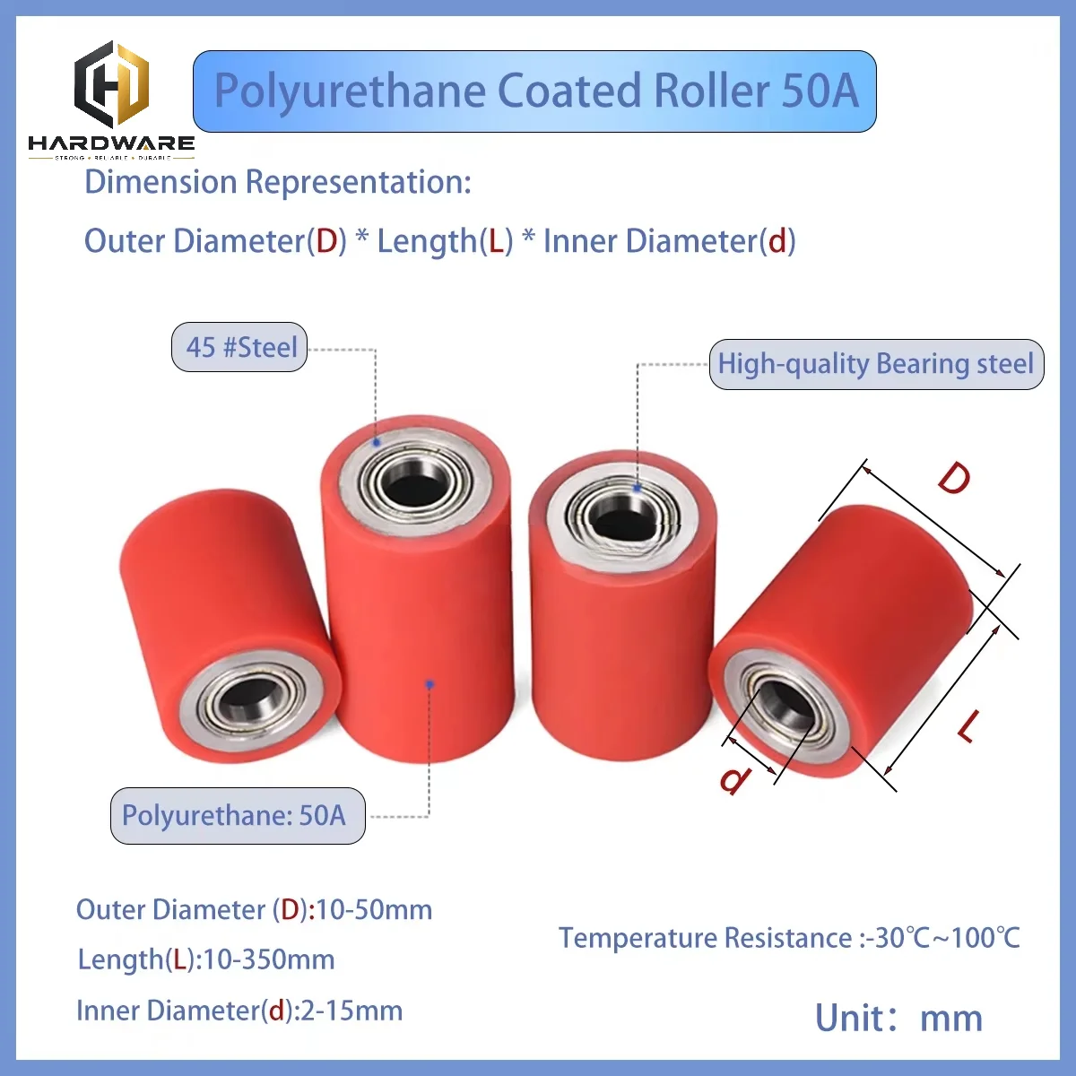 Wear-resistant Silicone Rubber Driven Wheel/non Powered Rubber Roller/polyurethane Coated Roller/double Bearing Roller