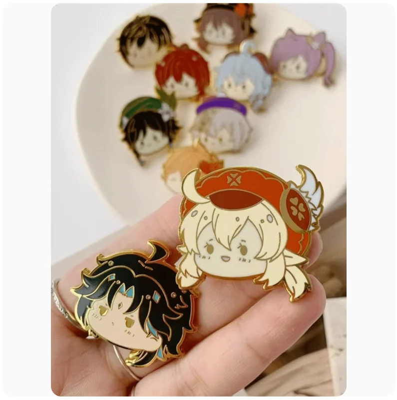 2024 Anime Genshin Impact Klee Qiqi Venti Tartaglia Hutao Paint Brooch Badge Button Original Special-shaped Baji Cosplay Gift