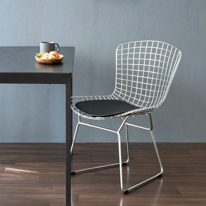 Sillas de comedor estilo Bertoia con cojín, sillas decorativas con estructura de metal, sillas laterales modernas de mediados de siglo para cocina y sala de estar