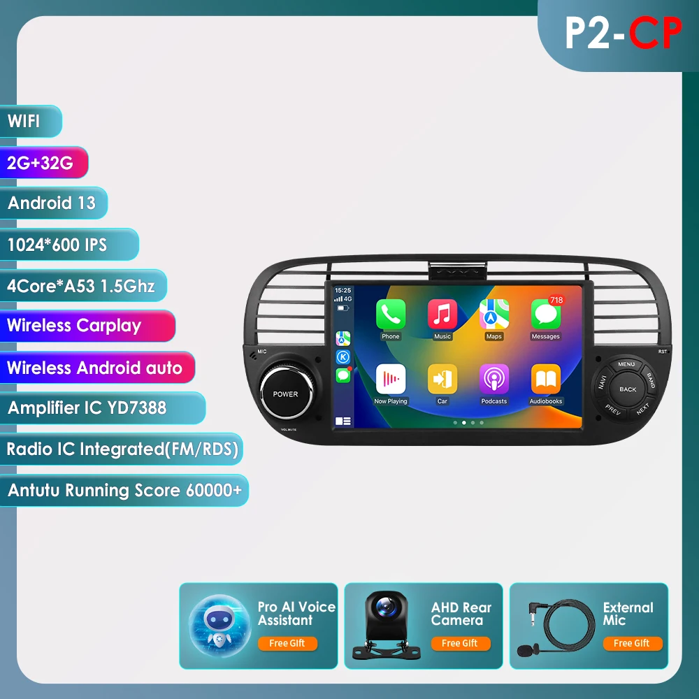 7862 1 Din Android Autoradio Speler voor FIAT 500 2007-2015 Auto Multimedia Stereo Carplay GPS Video Audio 7 inch Auto Autoradio