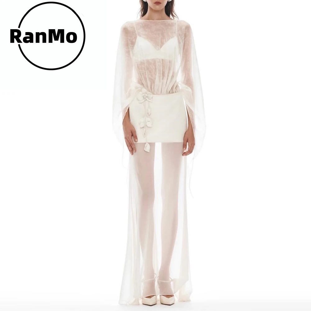 Ranmo New Design Fashionable Transparent Pleated Jumpsuit Mini-Length Prom Gown Cocktail Dress Backless Party Dress Customized