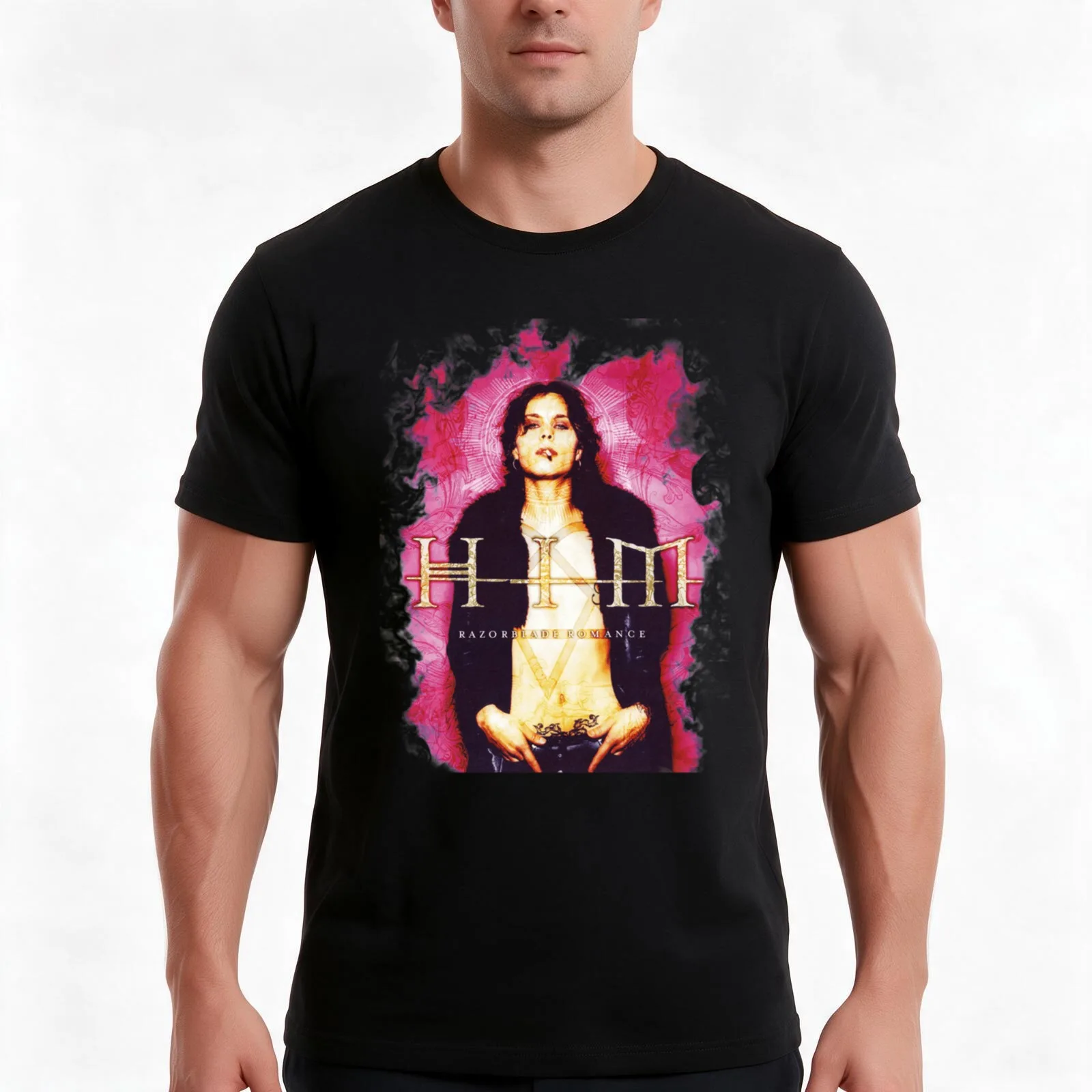 Him Band VV H I M - Him Ville Valo Razorblade Romance smoke Essential T-Shirt, Summer Casual Cotton Tee, Vintage Graphic Print