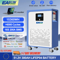 EASUN POWER 48V 100Ah 200Ah 300Ah 15Kwh LiFePO4 Battery Bluetooth 16S BMS Wheels 6000 + Cycle 51.2V Lithium Battery Pack