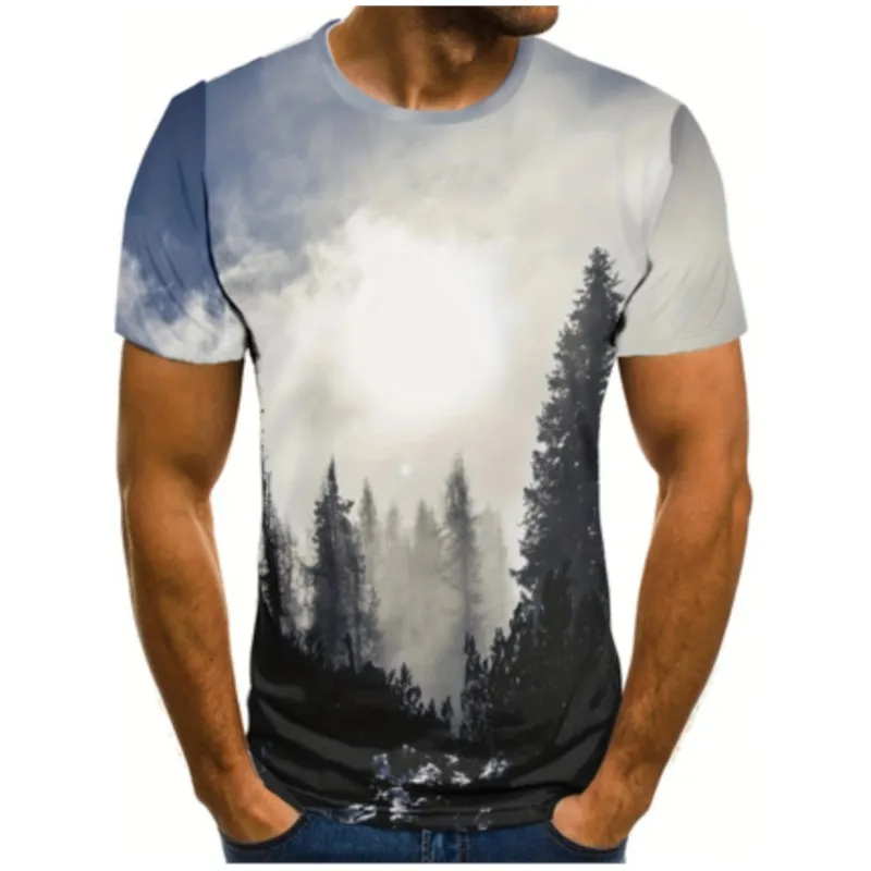  2024 Men's T-shirt Tie Dye 3D Printed Short Sleeved Retro Classic T-shirt Men's Street Shirt Top Cool Round Neck Short Sleeved 