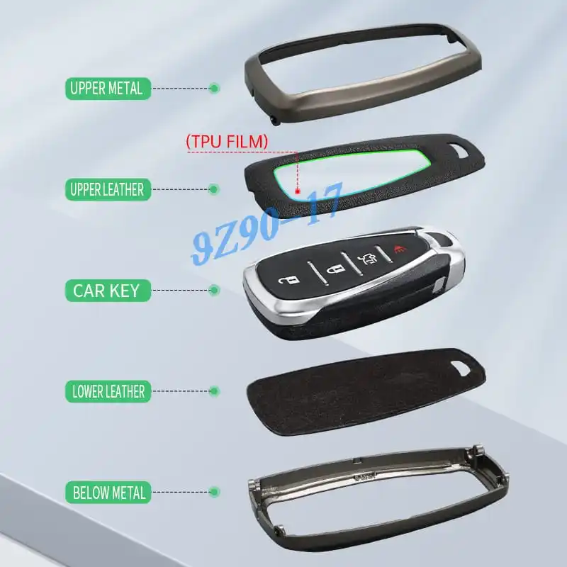 Metal Leather Car Key Fob Case Cover Keychain For Chevrolet Blazer Trax Equinox Cruze Malibu Traverse Trailblazer Camaro view 6