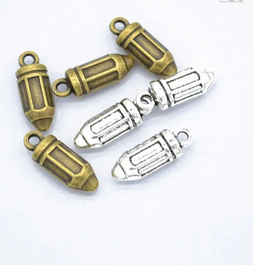 10pcs Charms Pencil 18*7*5mm Antique Bronze Silver Color Plated Pendants Making DIY Handmade Tibetan Bronze Silver Jewelry F0655