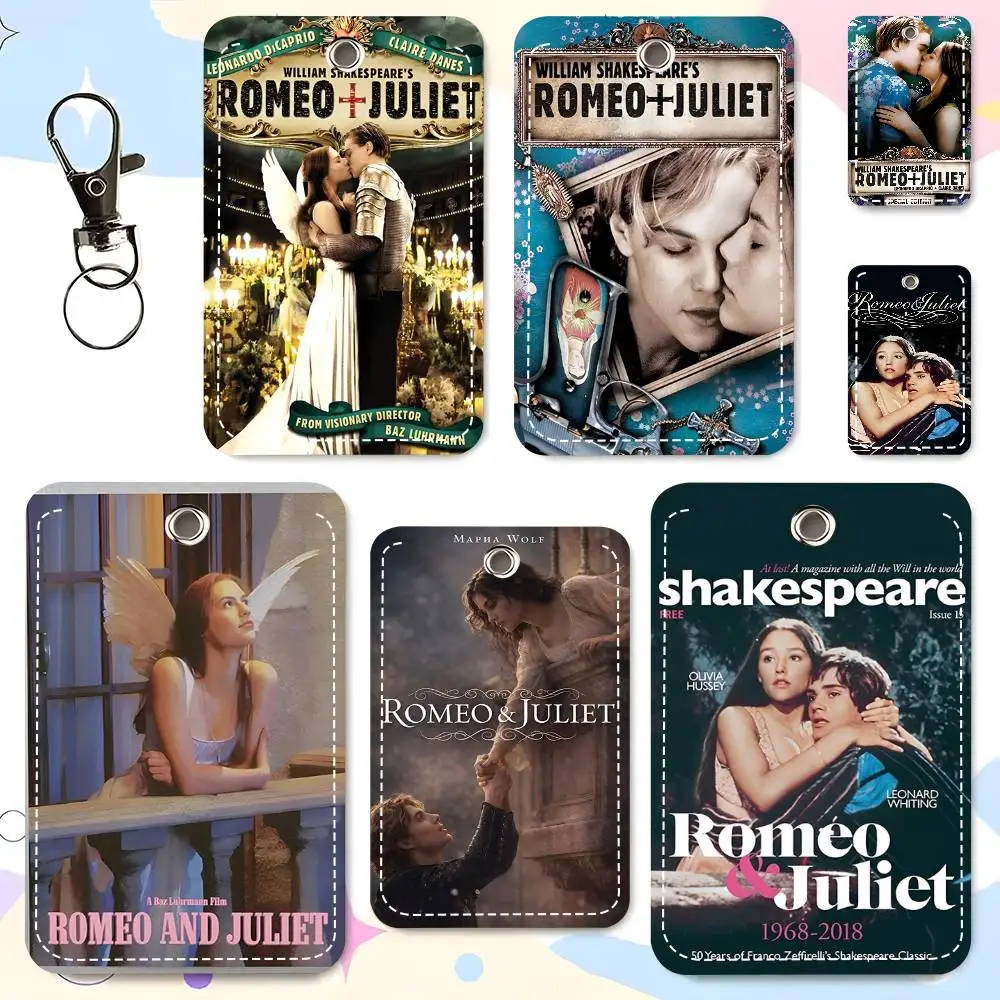 1pc Movie R-romeo And Juliet Card Case Keychain Access Card Bag Key Tag Ring Leather Card Holder Key Ring Access
