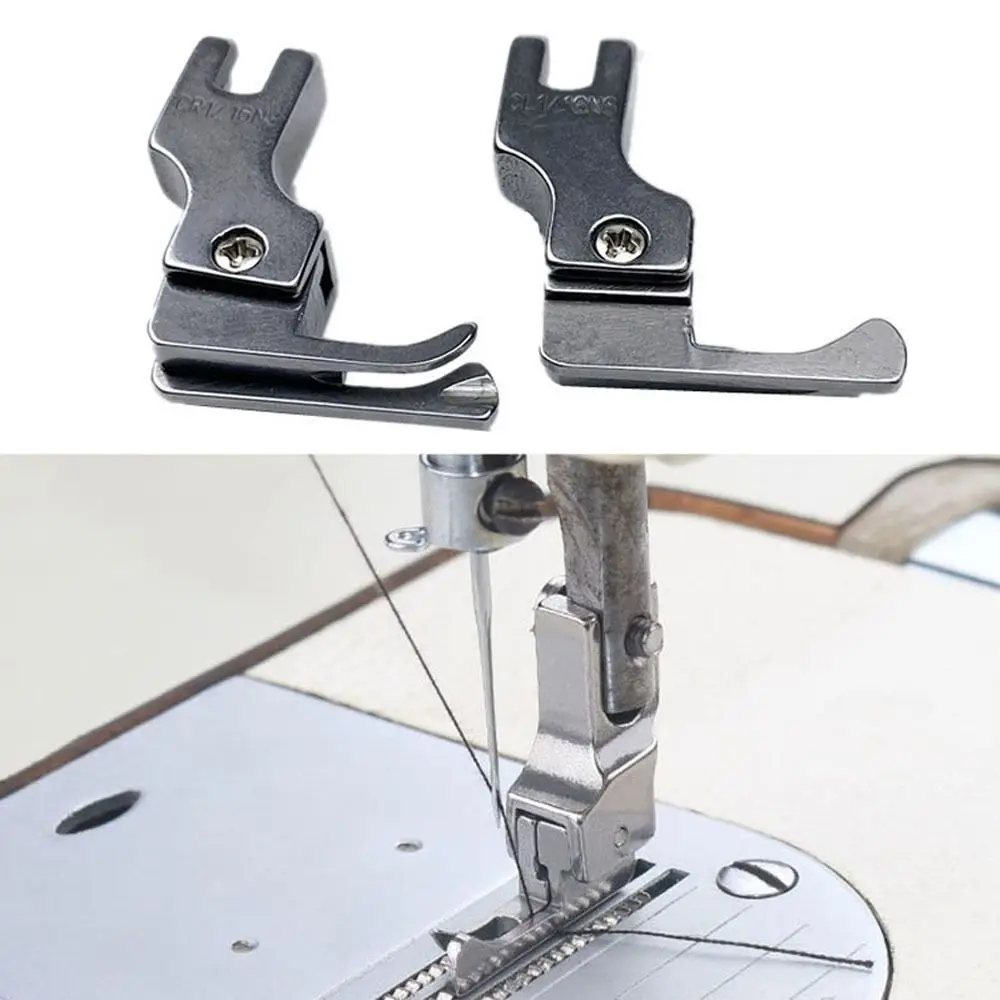 Left/Right Edge Guide Presser Foot Narrow Type Durable Pressing Foot Lockstitch Sewing Machine Feet for Knitt and Thin Materials