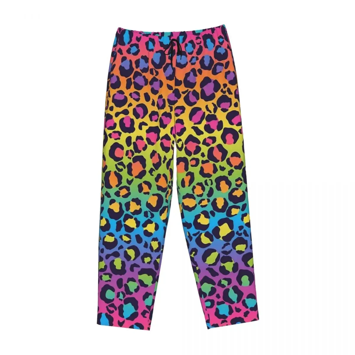 

Custom Bright Rainbow Ombre Gradient Leopard Print Pattern Women Pajama Pants Lounge Sleep Sleepwear Bottoms with Pockets