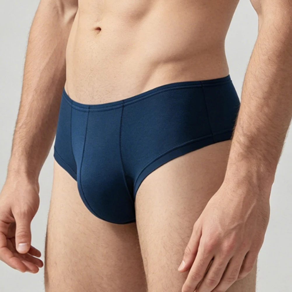 Men's Elastic Low Waist Panties Half-cover Butt Briefs U-convex Pouch Sports Lightweight Summer Soft Underwear Man