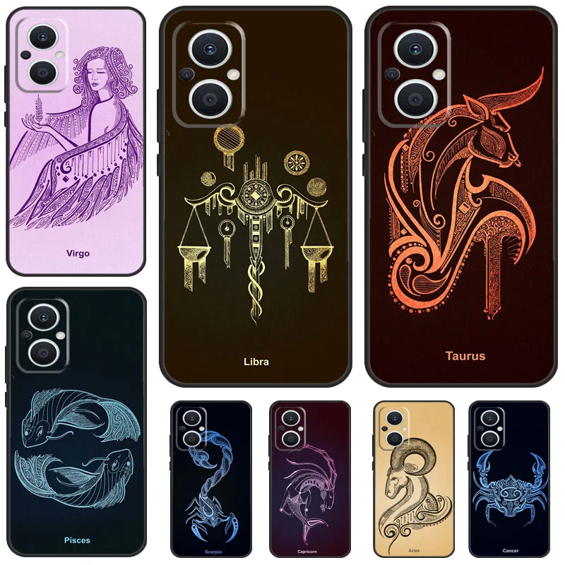 Zodiac Sign Funda For OPPO Reno 5Z 4Z 2Z 8T 4 5 6 7 8 Lite 10 Pro OPPO Find X6 Pro X2 X3 X5 Lite Case