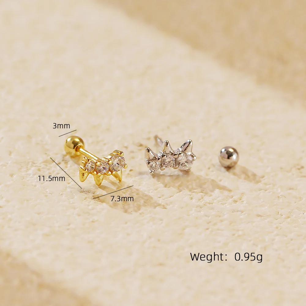 CCFJOYAS 100% 925 Sterling Silver Mini Cute Rivets Stud Earrings for Women European and American Screw Earrings ear bone nails