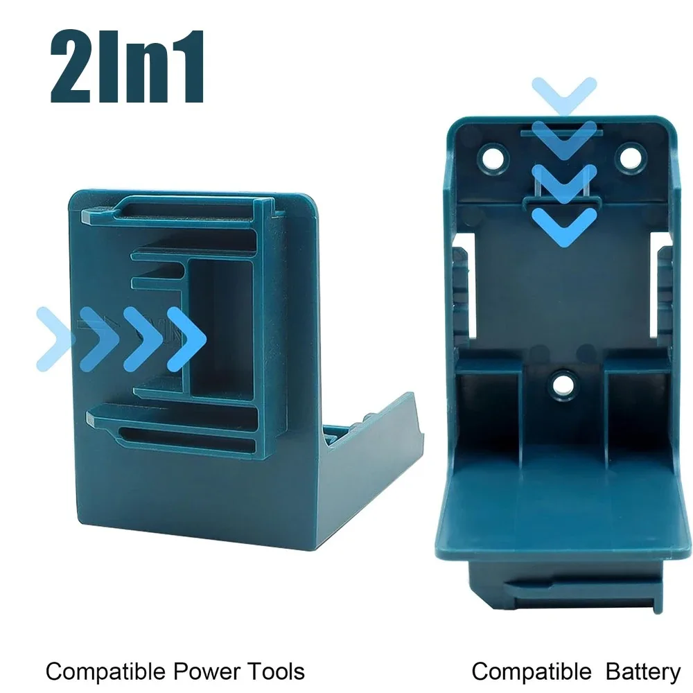 5pcs Power Tool Battery Mount Holder 2 IN 1 Tool Holder for Makita Battery Tool Storage Rack Bracket with Screws DIY