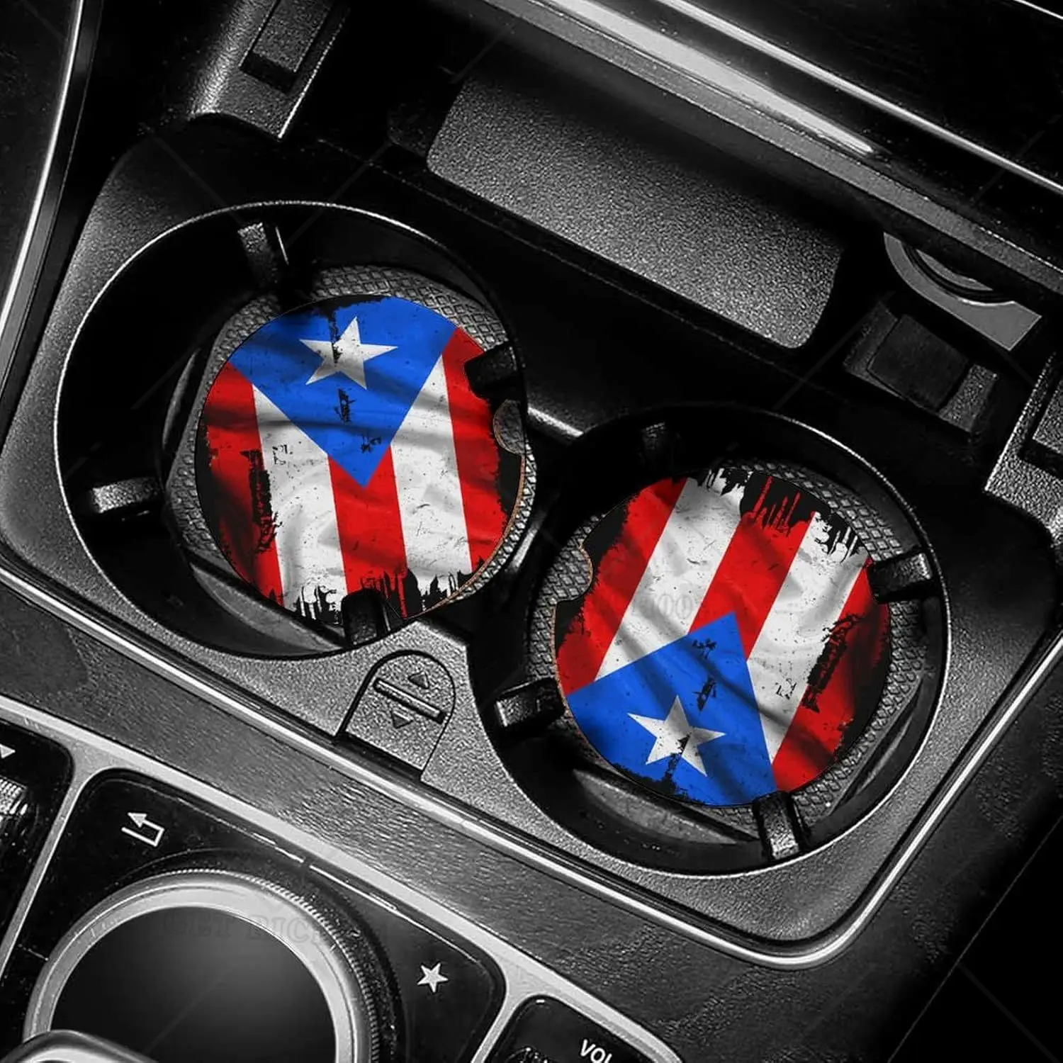 Vintage Puerto Rico Puerto Flag Car Coasters for Cup Holders Funny Fun Trendy Flag Car Cup Holder Coaster Car Accessories 2pc